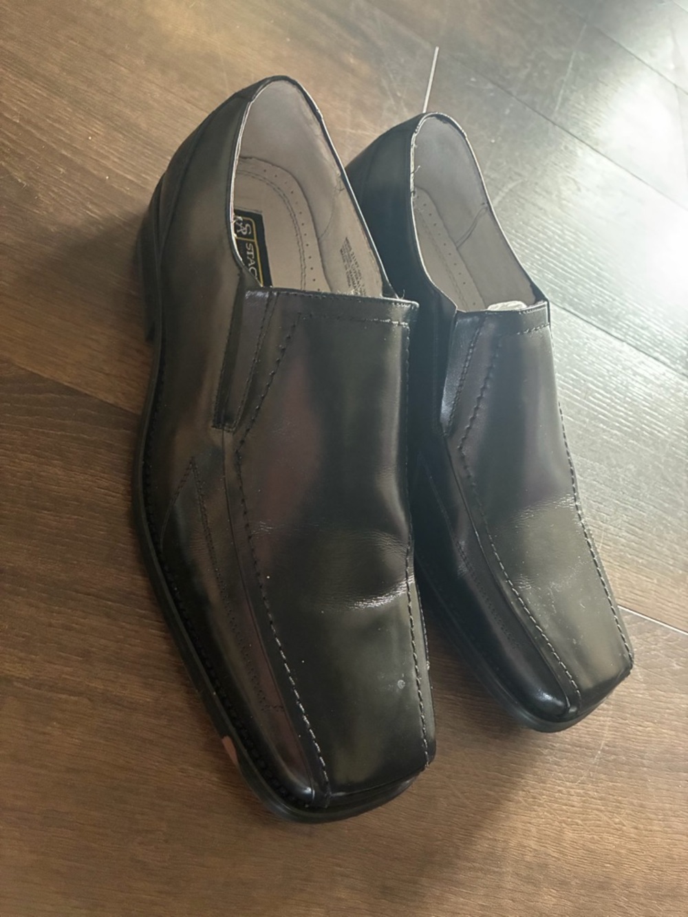 Stacy Adams Connelly Black Slip On Dress Shoes Mens 7.5M Leather Square Toe